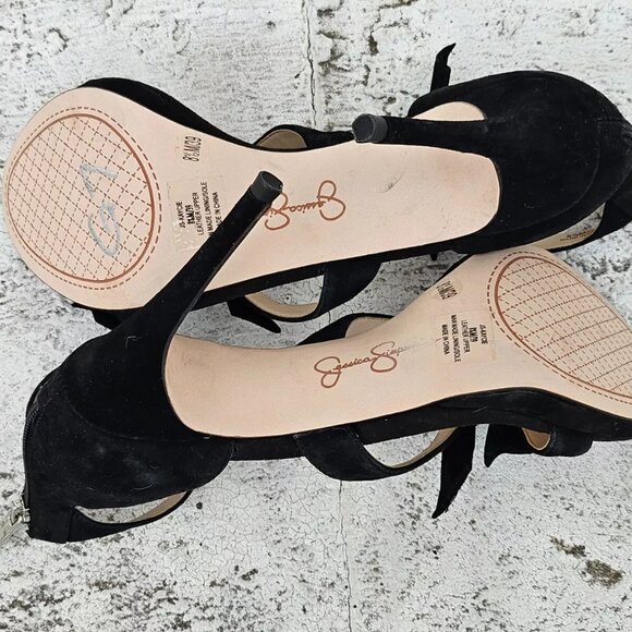 Jessica Simpson Women Heel Pump Sandal Black Suede Upper JS Kaycie Size 8.5M 39 - Picture 10 of 13